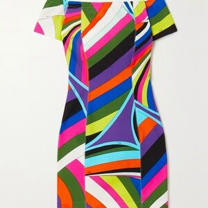 Emilio Pucci Purple and Pink Sheath Dress with Flutter Sleeves for Cocktail